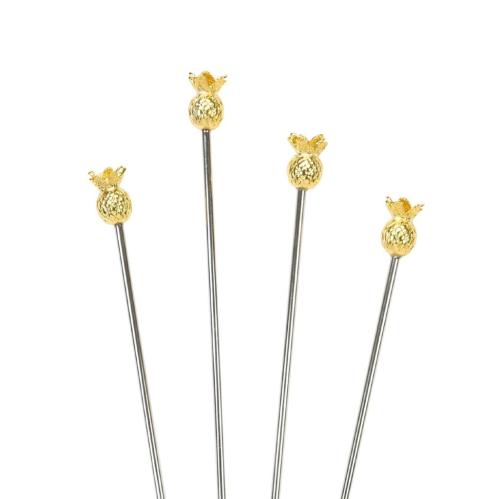 Drinkpinner i metall - Pineapple - Ananas i gull - 19 cm - www.frokenfraken.se