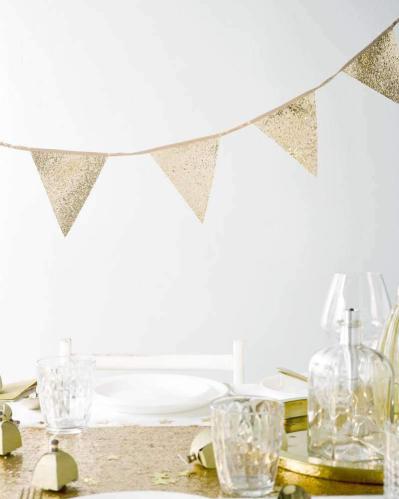 Vimpel - Girlang - Gullglitter - 3 m - www.frokenfraken.se