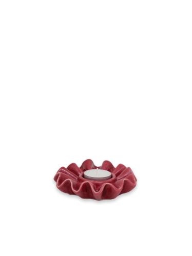 Lyslykt for telys - Bølgete Felle - Bringebær - 12 cm - www.frokenfraken.se