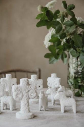 Hest - Dalahest - Hvit med mønster - 7 x 2,5 x 6,5 cm - www.frokenfraken.se