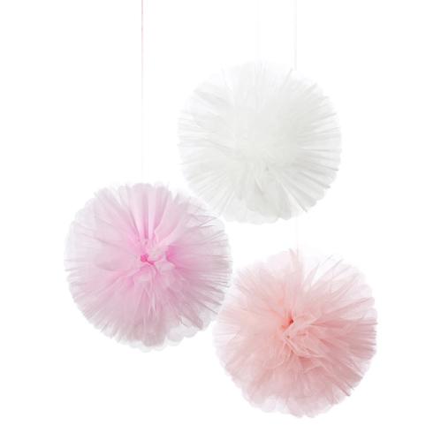 Pom Poms - Tyll Rosa - 3 stk - 25 cm - www.frokenfraken.se