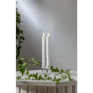 Batterilys - Hvit - Kronelys/Antikklys - Flamme Stripe - 2 stk - 25 cm - Timer - www.frokenfraken.se