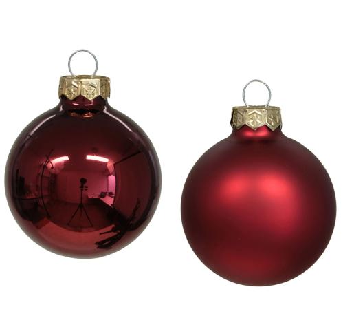 Julkule - Glass - Mørkerød - 8 cm - 8-pakning - www.frokenfraken.se