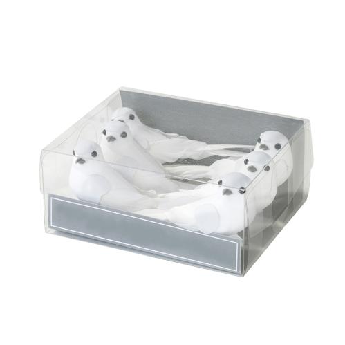 Fugler - Hvite fugler - Fugler på klyper - 6 stk - www.frokenfraken.se