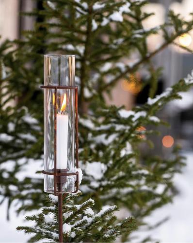 Lysstake på pinne med glass - høy - Rust - kronelys - 120 cm - www.frokenfraken.se