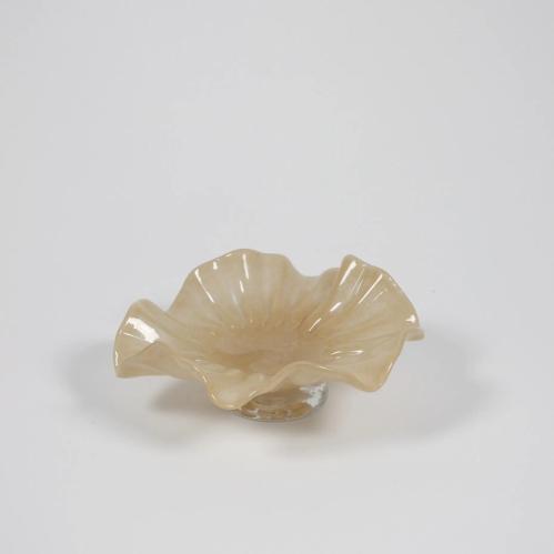 Fat/Skål på fot - Loa - Beige - Glass - Ø22 cm - www.frokenfraken.se