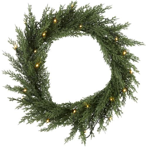 Krans med belysning - Thuja - 40 cm - Utomhus & Inomhusbruk - www.frokenfraken.se