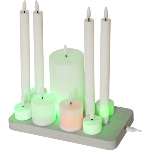 Batterilys - Oppladbart sett - LED - Flamme - www.frokenfraken.se