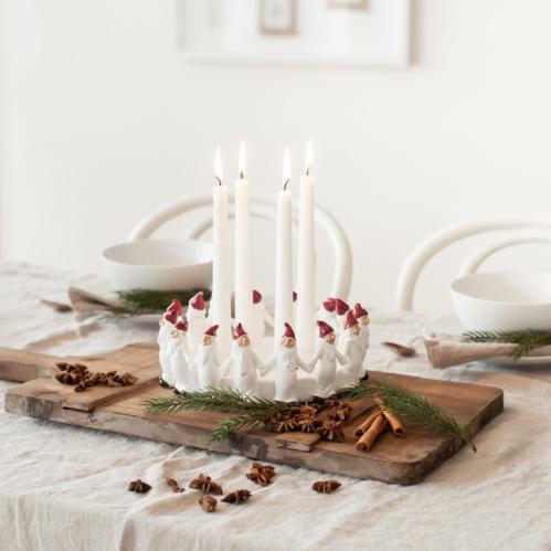 Adventsstake – Tomtering – Hvit - Ø23 x 8,5 cm - www.frokenfraken.se