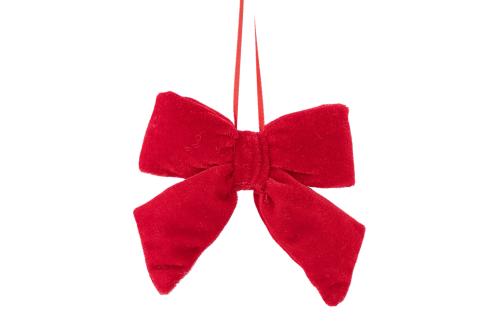 Hengende dekorasjon - Sløyfe - Fløyel - Rød - 11 x 10 cm - www.frokenfraken.se