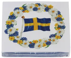 Serviett - Blomsterkrans og flagg - 20-pakning - www.frokenfraken.se