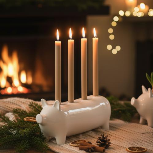 Adventsstake - Gris - Hvit - 40 x 11 x 16 cm - www.frokenfraken.se