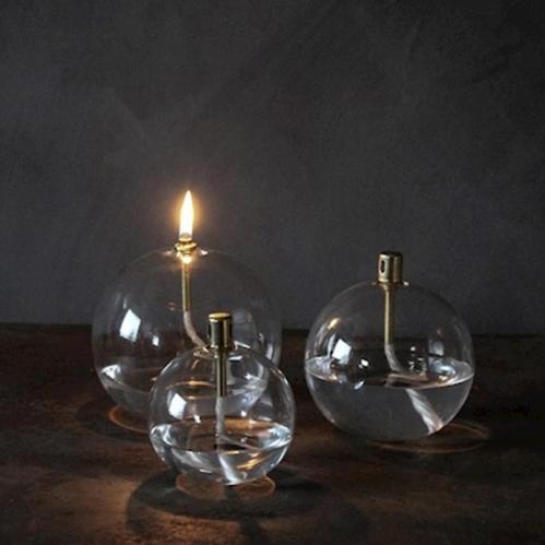 Oljelampe - Glass - Rund Boll - Messing - Ø11 cm - www.frokenfraken.se