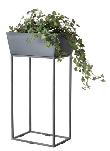 Krukke på pidestall - Grå - Metall - 40 x 28 x H75 cm - www.frokenfraken.se