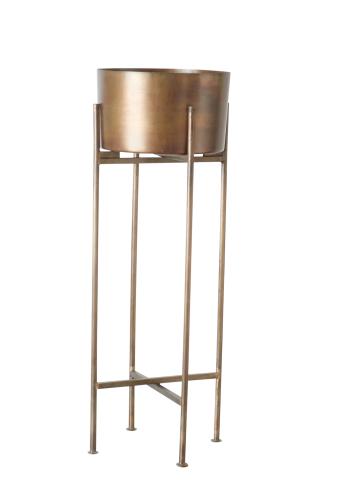 Krukke på pidestall - Messing - Metall - 28 x H75 cm - www.frokenfraken.se