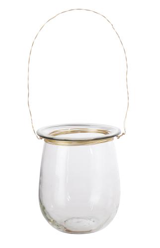 Lykt/Ampel - Hengende glass med messingtråd - Ø10 x 11 cm - www.frokenfraken.se