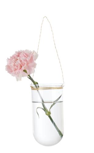 Lysestake/Hengende Vase - Hengende glass med messingtråd - Ø8 x 15 cm - www.frokenfraken.se