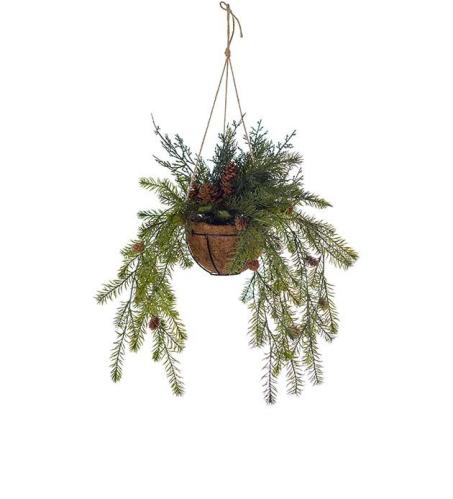 Ampel med grankvistar och kongler - 40 cm - www.frokenfraken.se