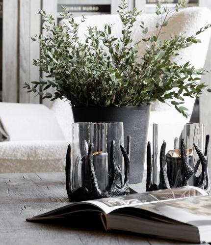 Lyslykt - Reinshorn - Svart - 18 cm - 1 stk - www.frokenfraken.se