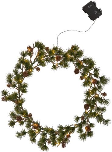 Lerkranse med kongler - Batteri - Ø40 cm - www.frokenfraken.se