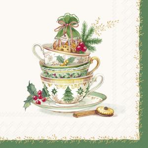 Servietter - Festive Tea Time Cream - 20 st/33 x 33 cm - www.frokenfraken.se