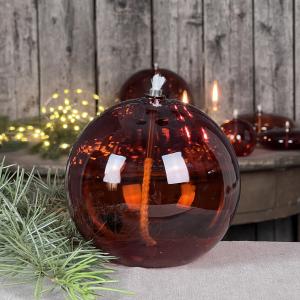 Oljelampe XL - Glass - Rund Ball - Mørk rav - Ø13 cm - www.frokenfraken.se
