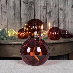 Oljelampe S - Glass - Rund Boll - Mørk rav - Ø9 cm - www.frokenfraken.se