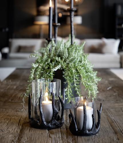 Lyslykt - Reinshorn - Svart - 18 cm - 1 stk - www.frokenfraken.se