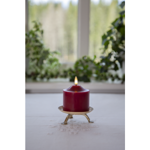 Batterilys - Rød - LED Blokklys - Flamme - Ø7,5 x 9,5 cm - Timer - www.frokenfraken.se