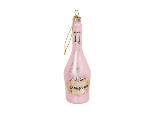 Julkule - Champagnflaske - Rosa - 15 cm - www.frokenfraken.se