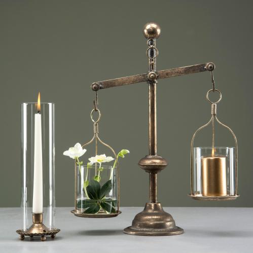 Lyslykt - Sylinder - Glass - Gullbrun - 10 x 32 cm - www.frokenfraken.se