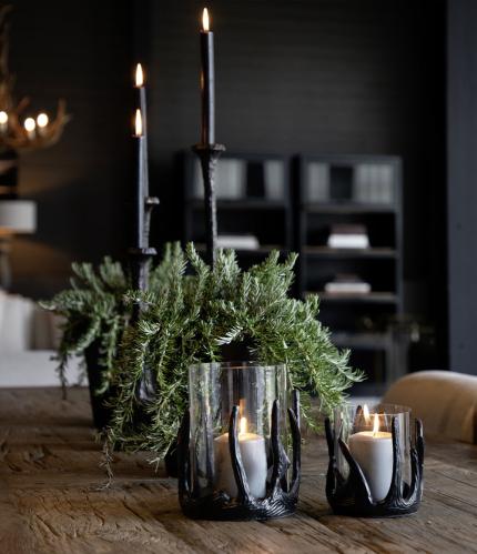 Lyslykt - Reinshorn - Svart - 18 cm - 1 stk - www.frokenfraken.se