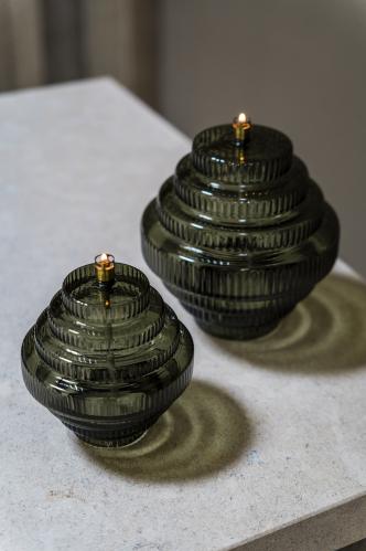 Oljelampe - Twin - Glass Grønn - Ø20 x 23 cm - www.frokenfraken.se