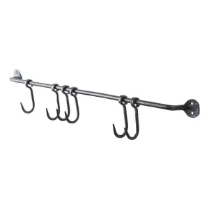 Stang med kroker - Svart - 60 x 8 x 4 cm - www.frokenfraken.se