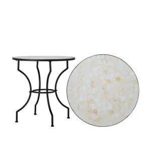 Trädgårdsbord - Off-White Mosaik - Järn - Ø70 x 72 cm - www.frokenfraken.se