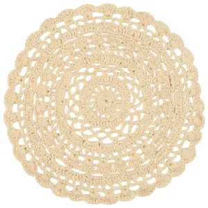 Bordbrikke - Rund Heklet - Kremhvit - www.frokenfraken.se
