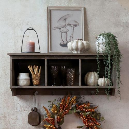 Vegghylle - 3 Skap - 4 Kroker - 36 x 91 x 22 cm - www.frokenfraken.se