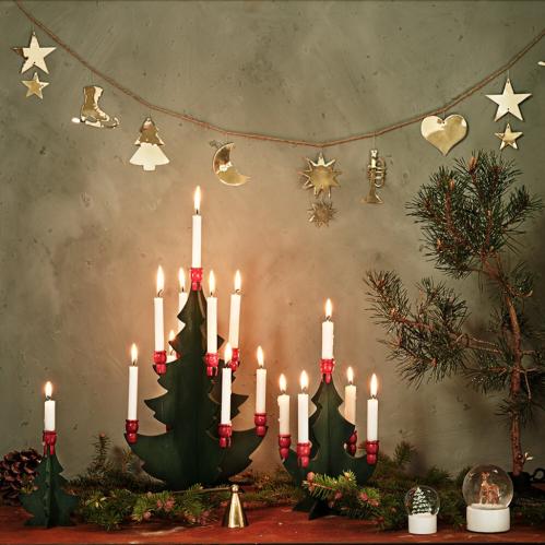 Lysstake - Gran i tre - Gamle julepynt - 21 cm - www.frokenfraken.se