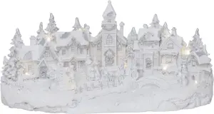 Dekorasjonsby - Hvit by med belysning - 21 cm - www.frokenfraken.se