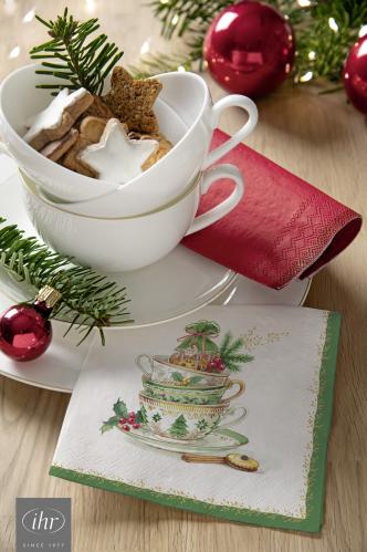 Servietter - Festive Tea Time Cream - 20 st/33 x 33 cm - www.frokenfraken.se