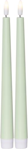 Batterilys - LED - Antikklys - Grønn - 2 pakke - Flamme - 26 cm - Timer - www.frokenfraken.se