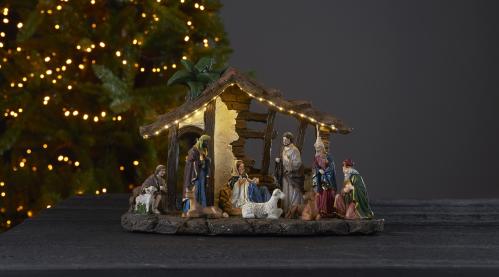 Julkrubba med belysning - 25 cm - www.frokenfraken.se