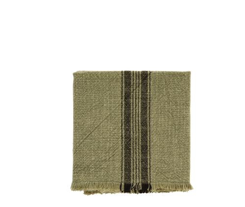 Kjøkkenhåndkle med frynser - Mørkegrønn/Svart - 50 x 70 cm - www.frokenfraken.se