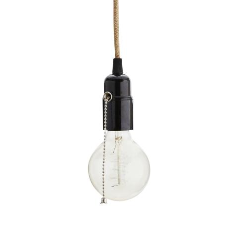 Lampekabel i tekstil med vakker kontakt - Jute - www.frokenfraken.se