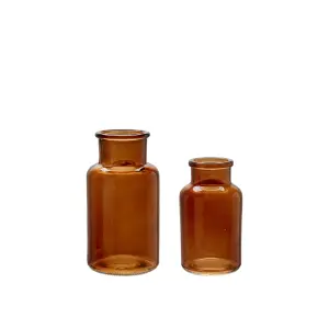 Glassflaske - Rustikk - Rav - 2 stk - 7 x 13 cm - 6 x 10 cm - www.frokenfraken.se