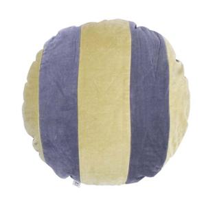 Kuddfodral Sammet Rund Rand Gul/Grå - Ø 45 cm - www.frokenfraken.se