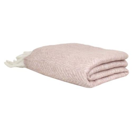 Ullpledd Rosa med Lyse Frynser - 125 x 150 cm - www.frokenfraken.se