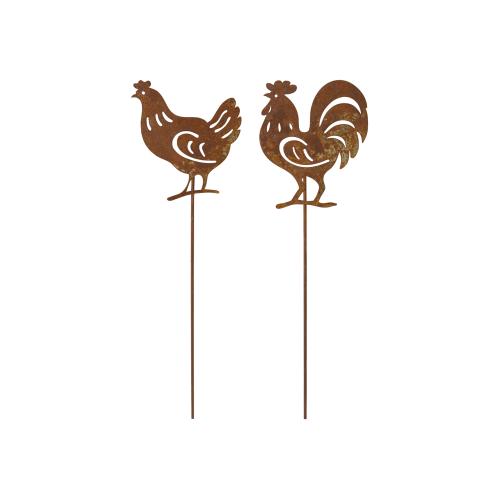 Tupp & Höna på pinne - Rust - 25 cm - 1 stk - www.frokenfraken.se