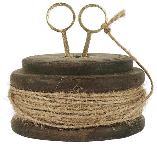 Tre spole med jutesnor & saks - Ø12 X 6 CM - www.frokenfraken.se