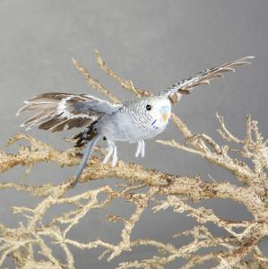 Fugl - Grå Undulat Flygende - 20 cm - www.frokenfraken.se